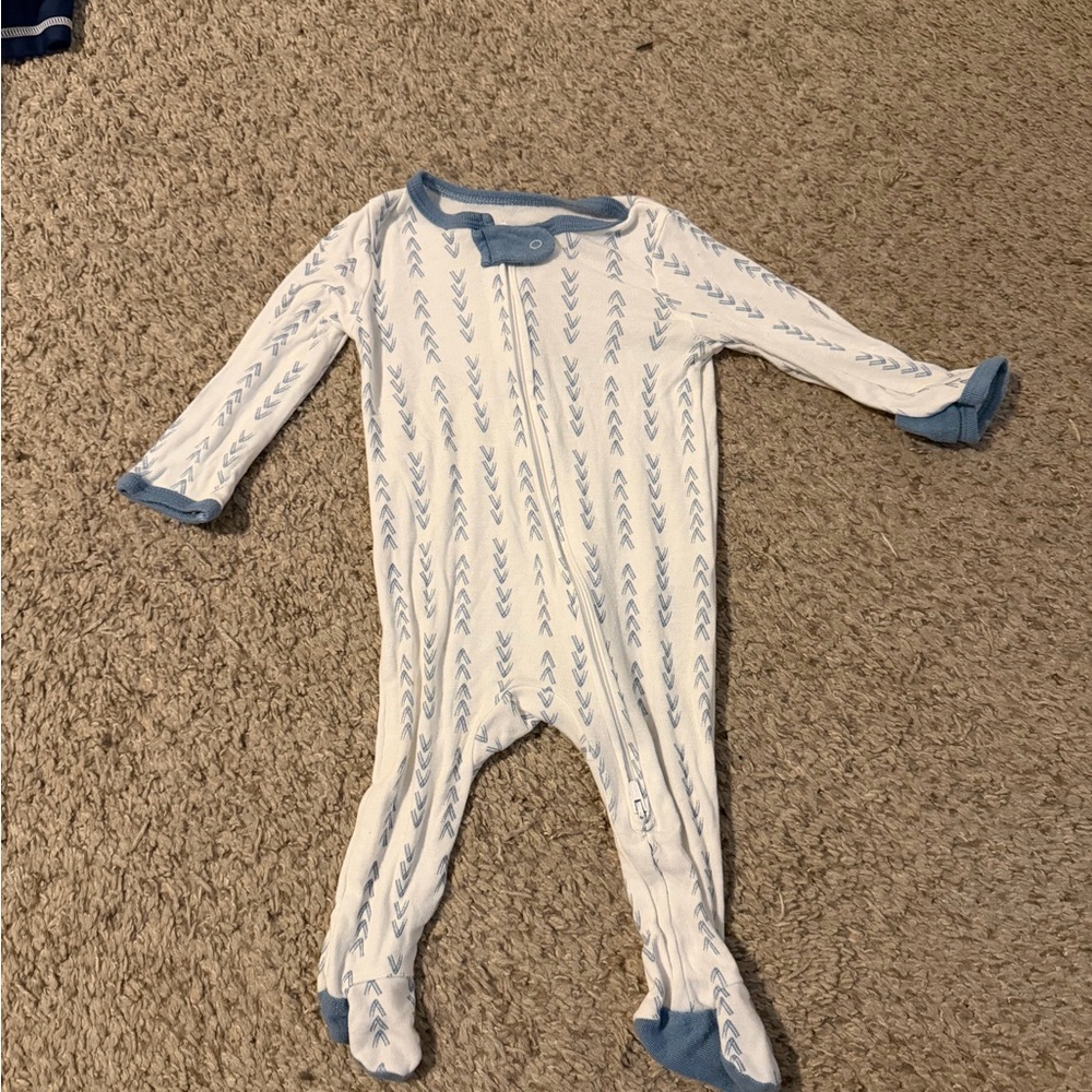 Cloud Island Blue and White Kids Pajama Footies